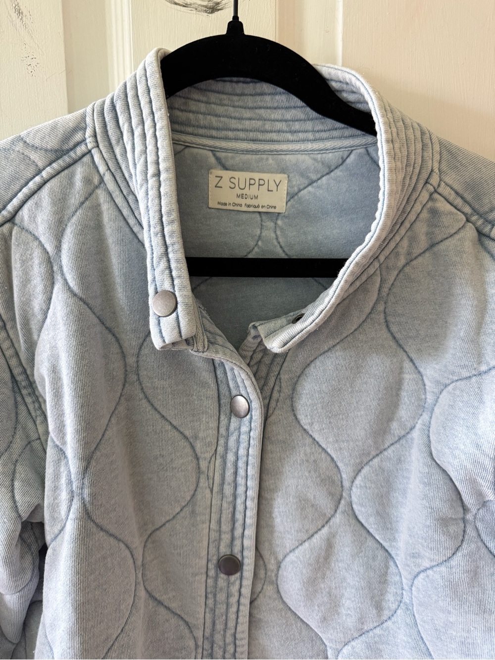 Z Supply Light Blue Quilted Bomber Jacket - Picture 3 of 7